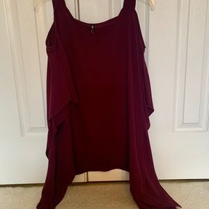 Cold Shoulder Burgundy Top